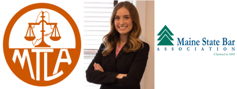 Professional legal services logo with attorney portrait and Maine State Bar Association credentials.
