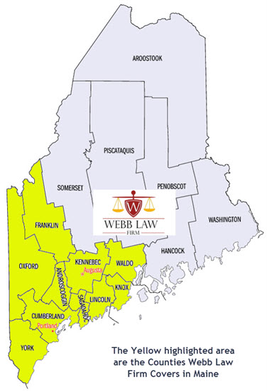 Here is a map of Southern Maine where marjuana criminal lawyers John Webb, Vincent LoConte, and Nicole Williamson appear in courtrooms to defend citizens against weed possession charges.